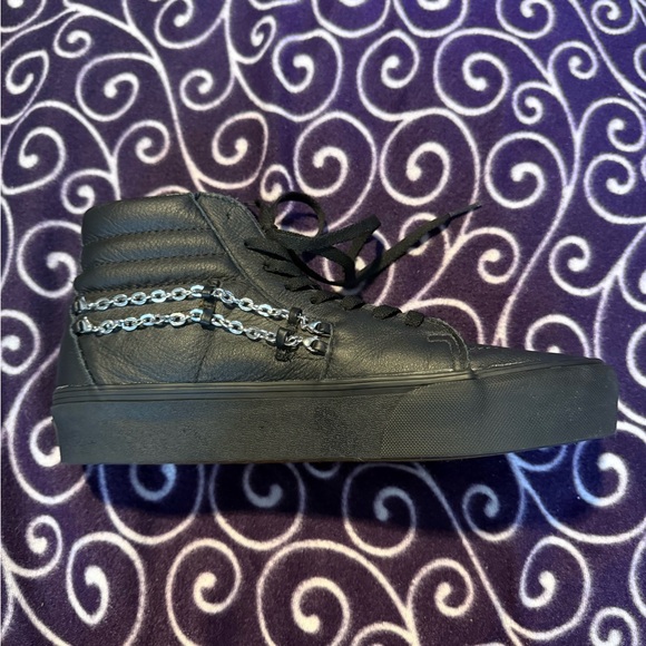 Black Platform Vans w/Detachable Chains Women’s Sz 10.5/Men’s Sz 9 - Picture 4 of 12